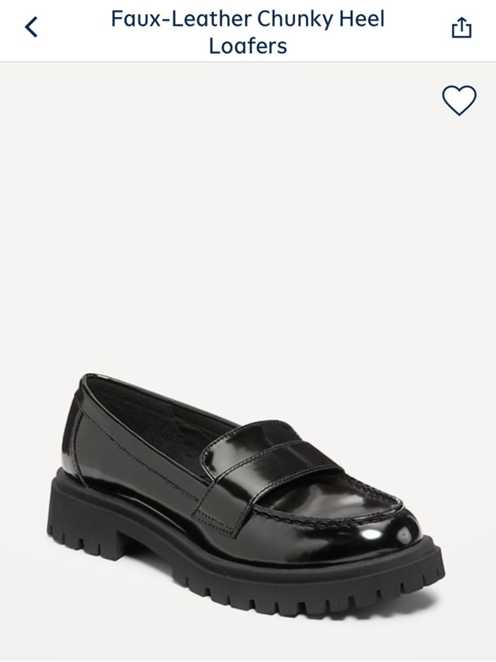 Black Chunky Loafers - Glossy Faux Leather